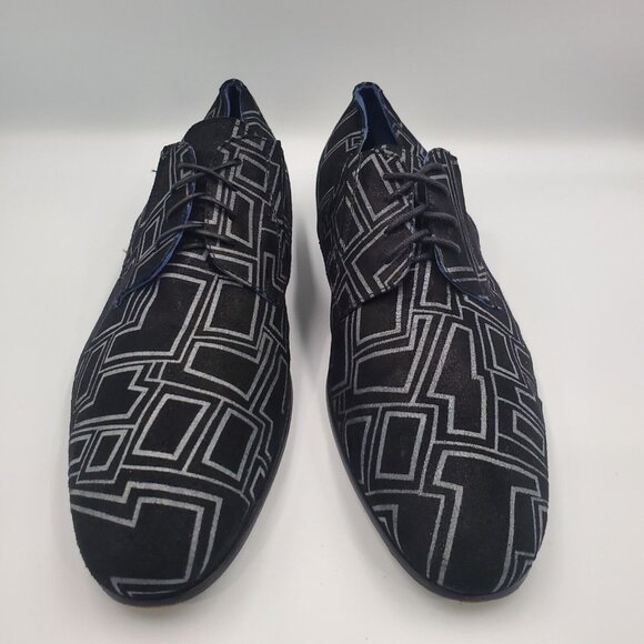 GIOVANNI CONTI SUEDE LEATHER DESIGN SHINY DRESS SHOE LACE LOAFERS BLACK 42 US 9 - Picture 3 of 7